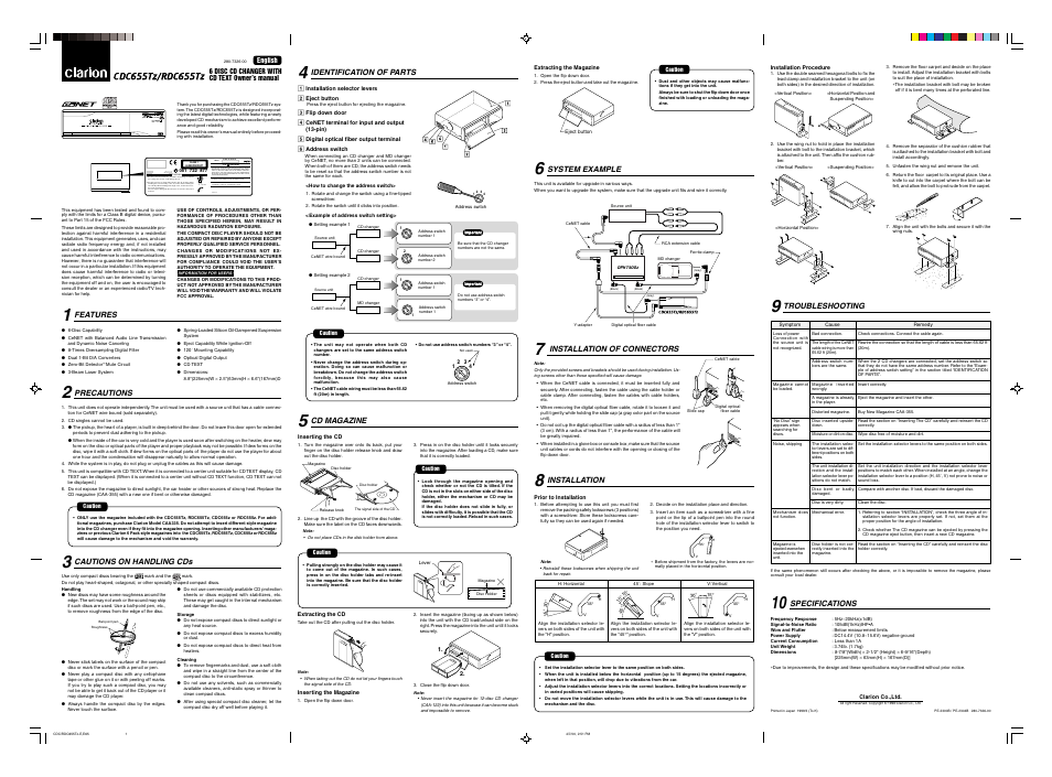 Clarion RDC655Tz User Manual | 1 page