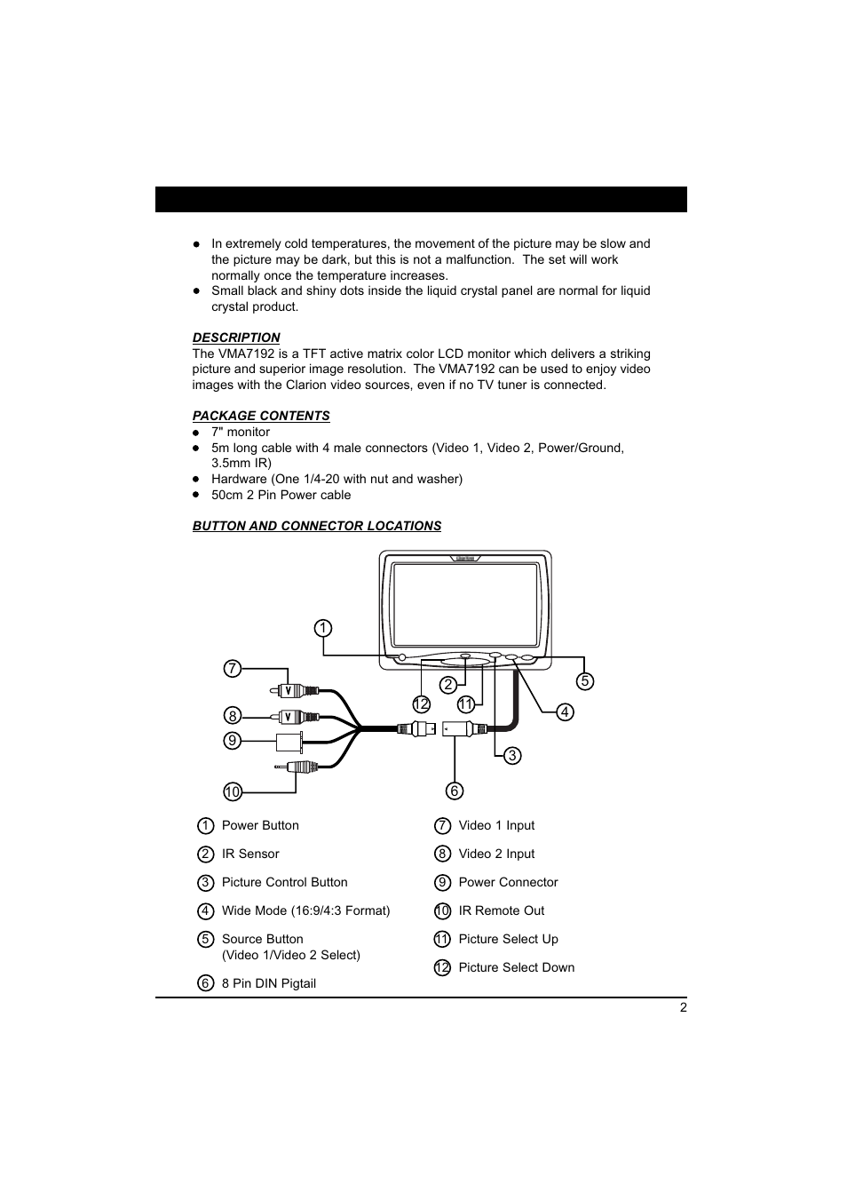 Owner’s manual | Clarion VMA7192 User Manual | Page 3 / 7