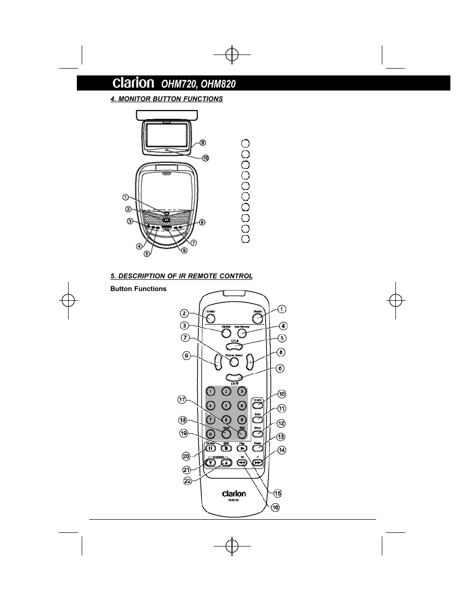 Clarion OHM720 User Manual | Page 4 / 14