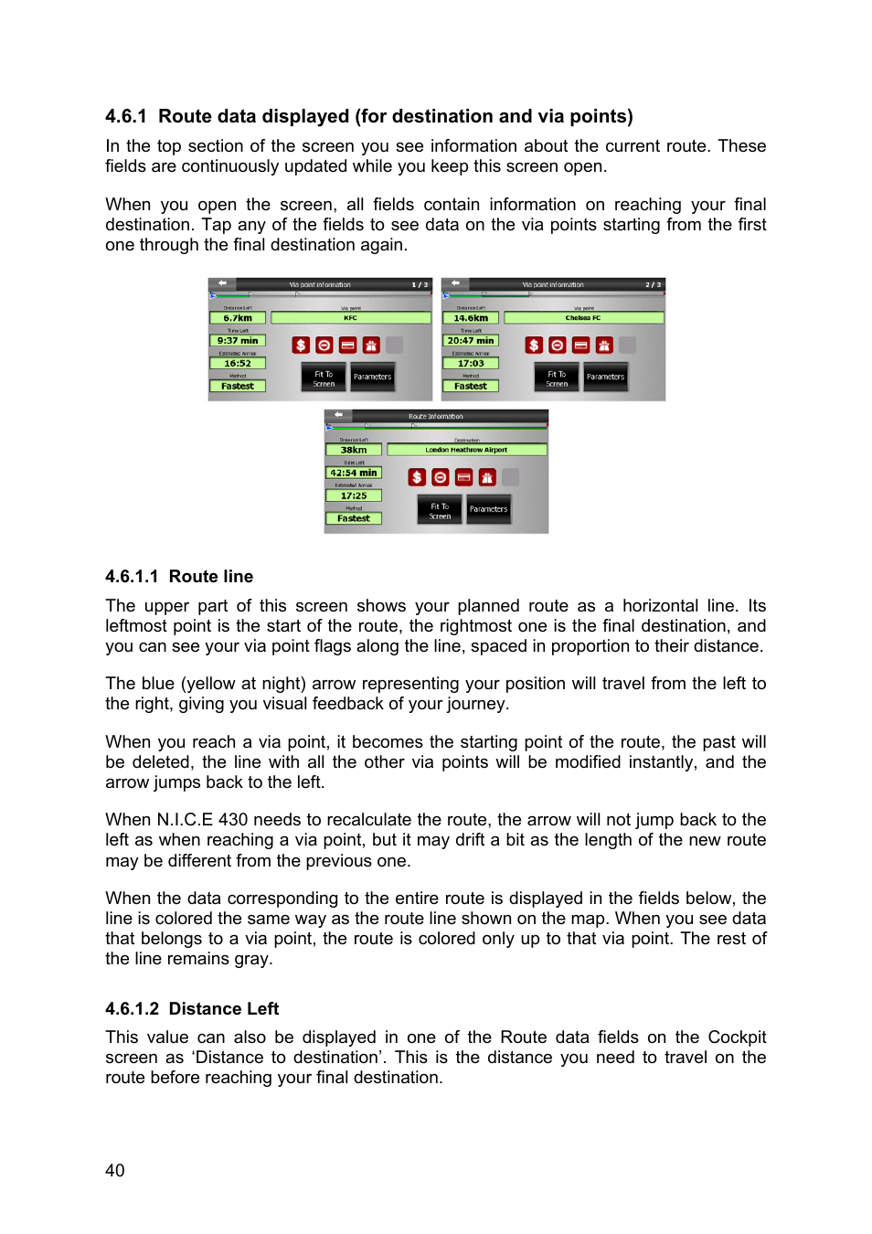 Route line, Distance left | Clarion N.I.C.E. 430 User Manual | Page 103 / 158