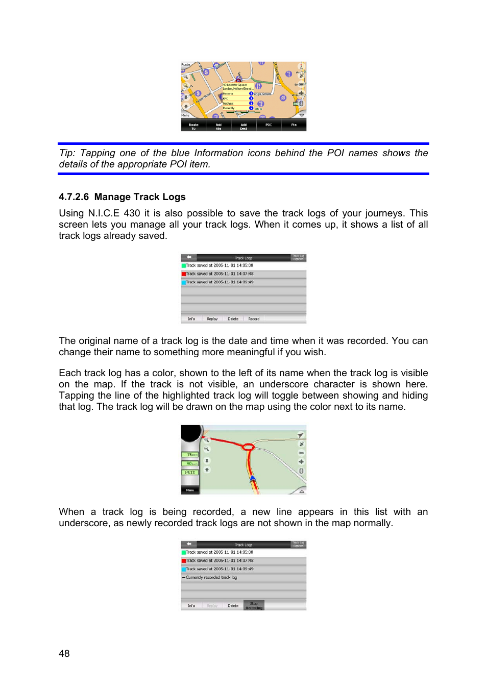 Manage track logs | Clarion N.I.C.E. 430 User Manual | Page 111 / 158