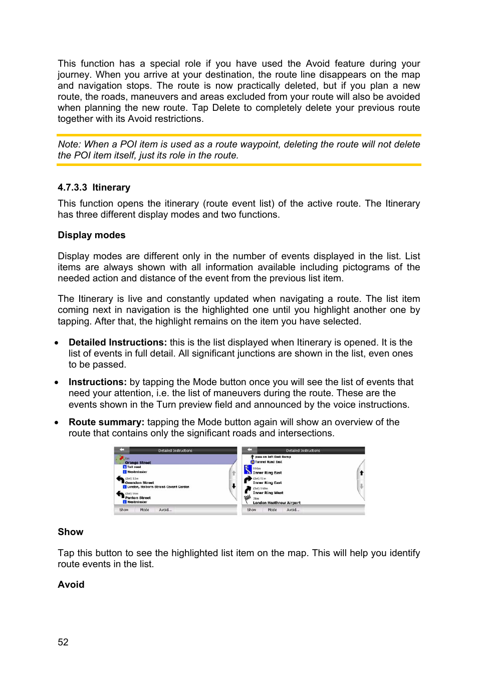 Itinerary | Clarion N.I.C.E. 430 User Manual | Page 115 / 158