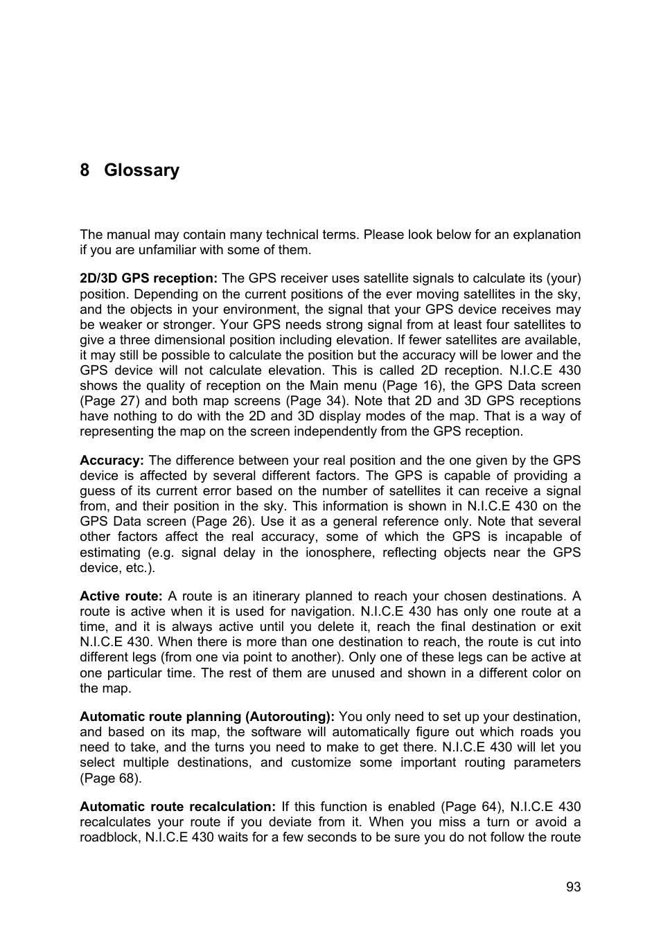 Glossary, 8 glossary | Clarion N.I.C.E. 430 User Manual | Page 156 / 158