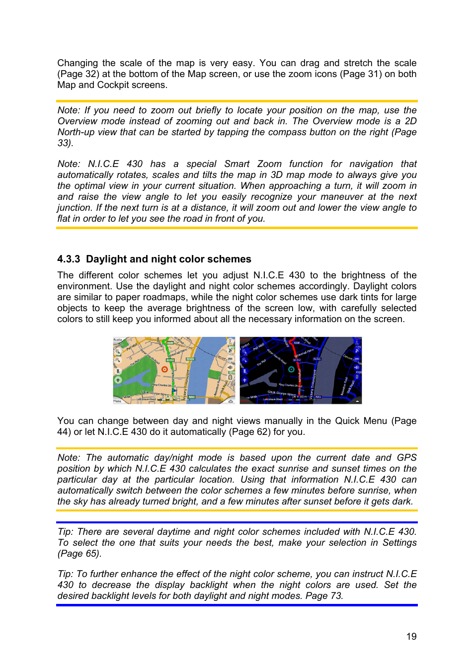 Daylight and night color schemes | Clarion N.I.C.E. 430 User Manual | Page 82 / 158