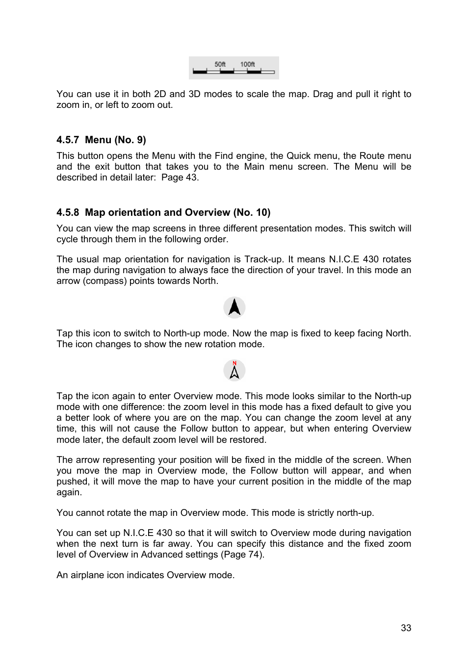Menu (no. 9), Map orientation and overview (no. 10) | Clarion N.I.C.E. 430 User Manual | Page 96 / 158