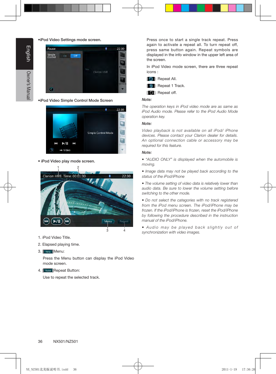 English owner’ s manual | Clarion NX501 User Manual | Page 36 / 159