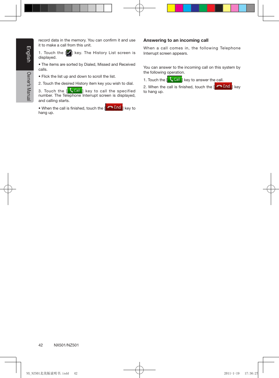 English owner’ s manual | Clarion NX501 User Manual | Page 42 / 159
