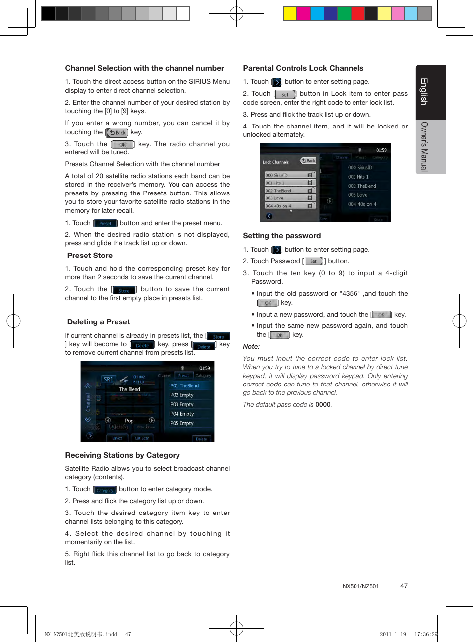 English, English owner’ s manual | Clarion NX501 User Manual | Page 47 / 159