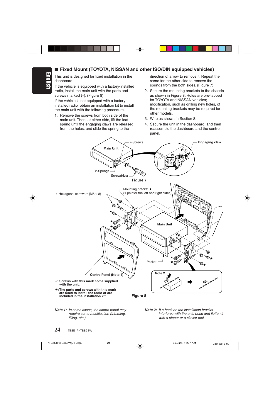 English | Clarion TB851P User Manual | Page 22 / 27