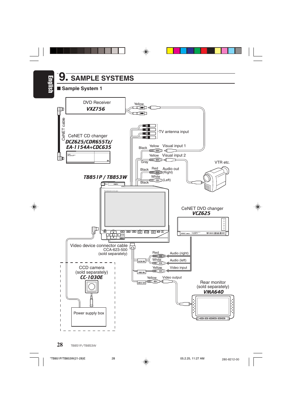 Sample systems, English | Clarion TB851P User Manual | Page 26 / 27