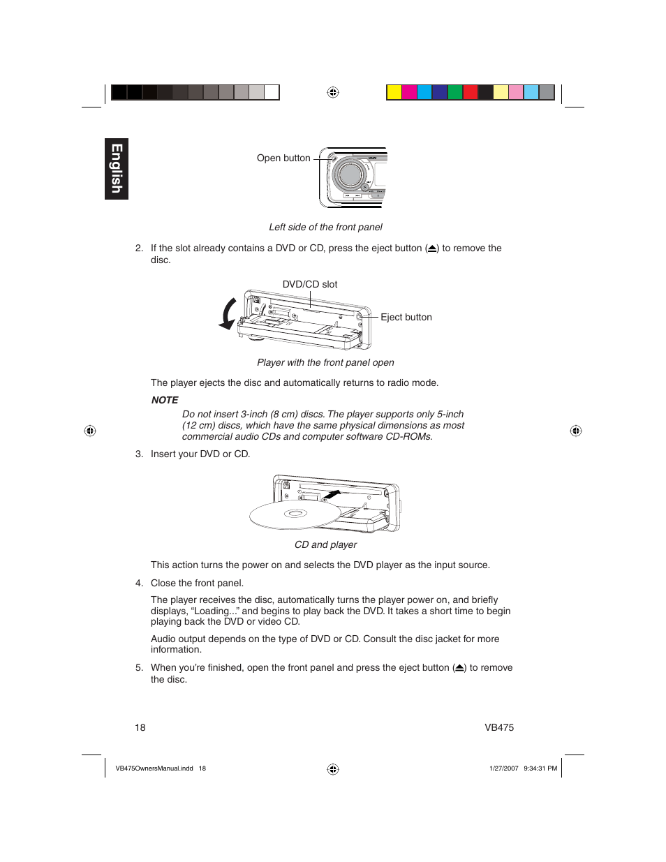English | Clarion VB475 User Manual | Page 18 / 44