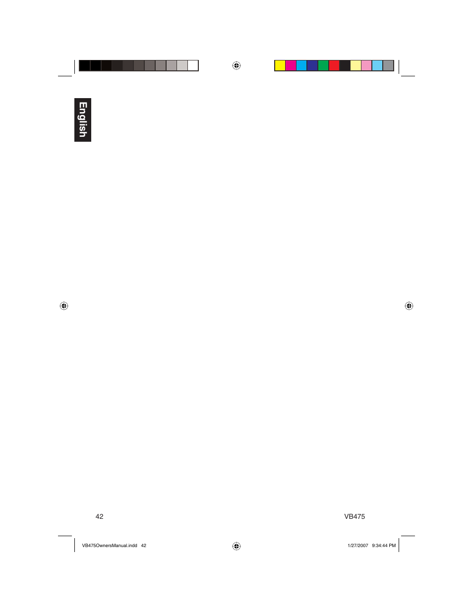 English | Clarion VB475 User Manual | Page 42 / 44