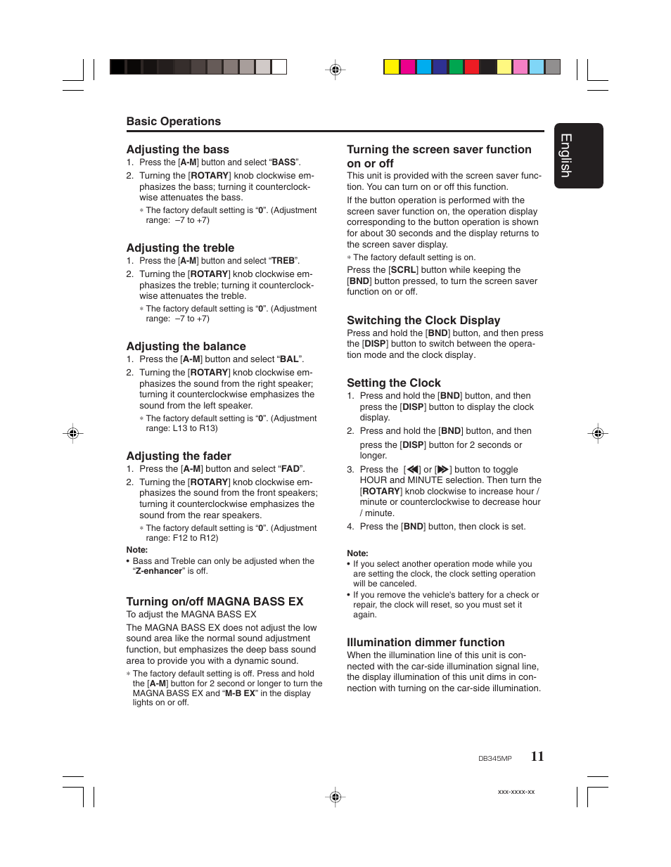 11 english | Clarion DB345MP User Manual | Page 10 / 20