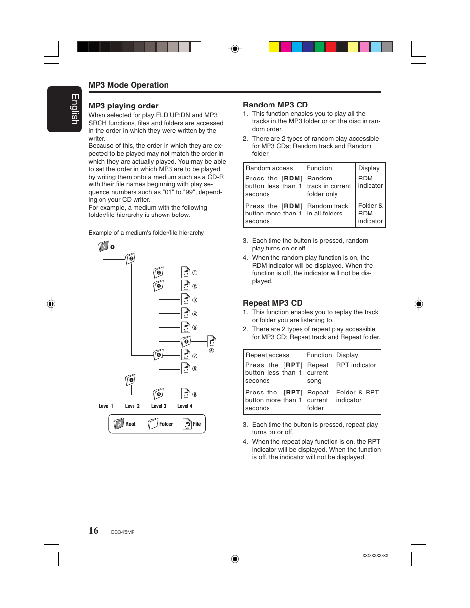 English | Clarion DB345MP User Manual | Page 15 / 20