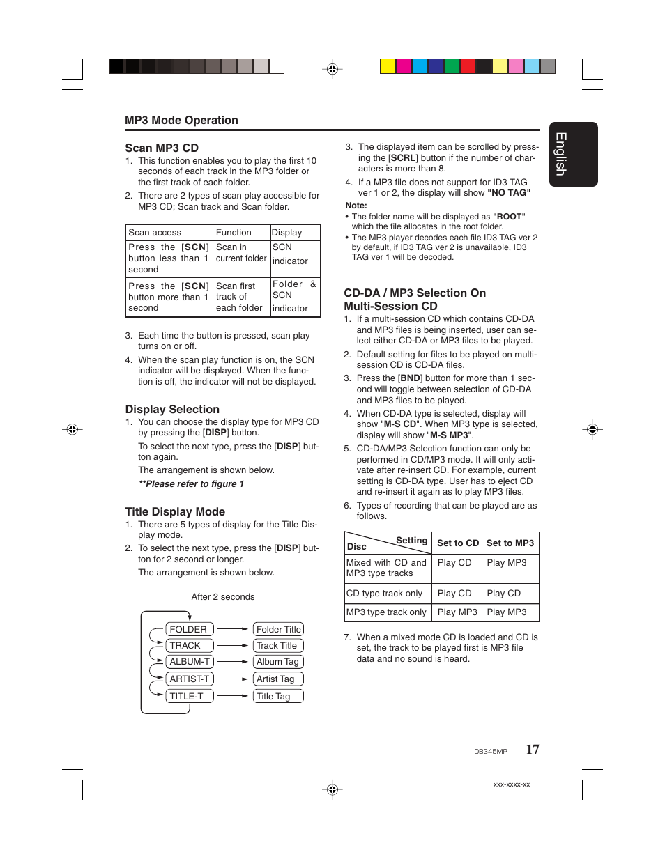 17 english | Clarion DB345MP User Manual | Page 16 / 20