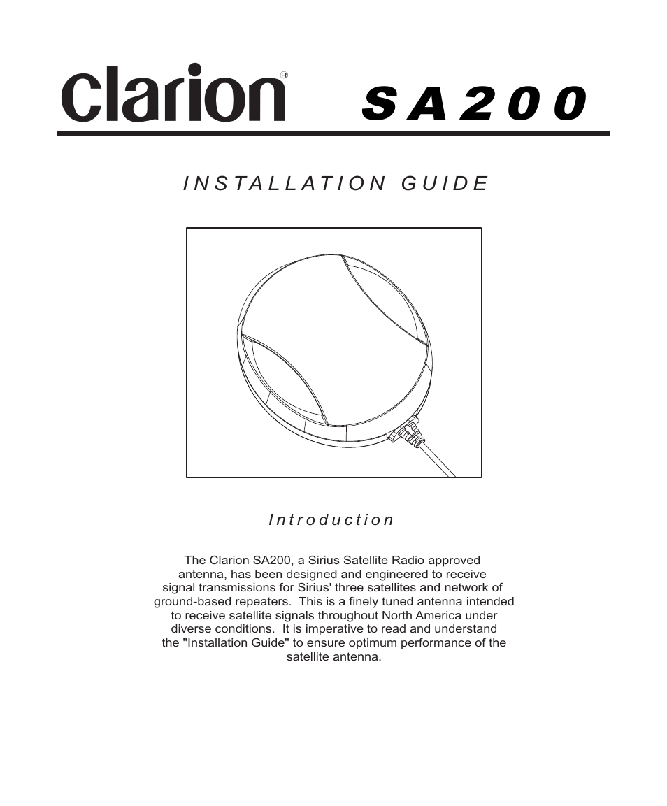 Clarion SA200 User Manual | 8 pages
