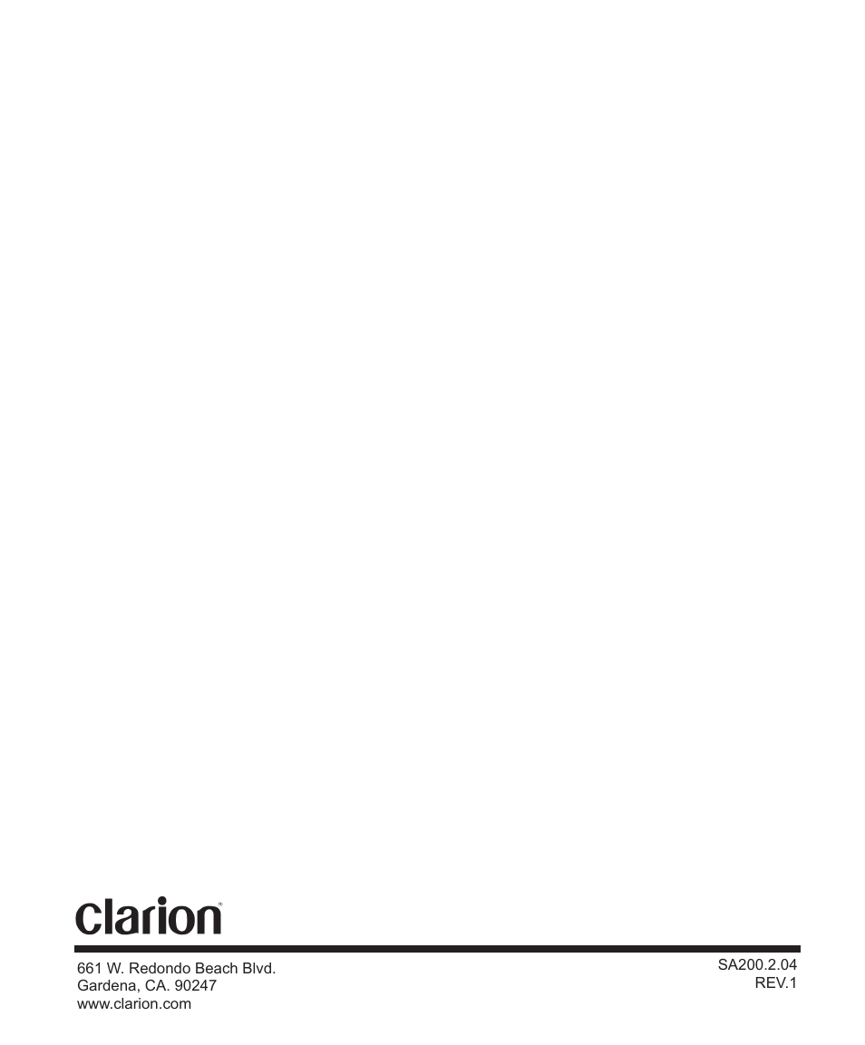 Clarion SA200 User Manual | Page 8 / 8