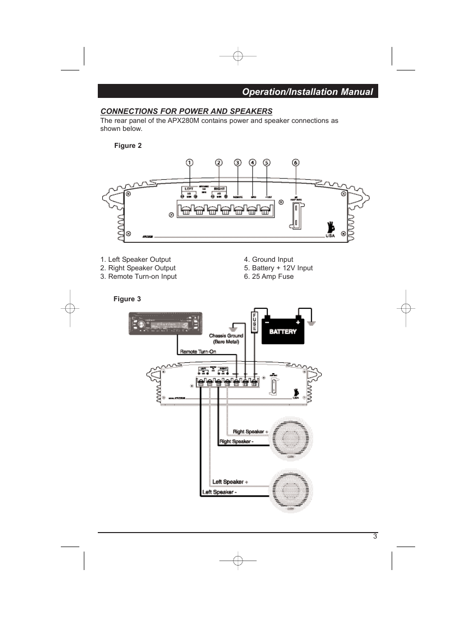 Operation/installation manual | Clarion APX280M User Manual | Page 5 / 14