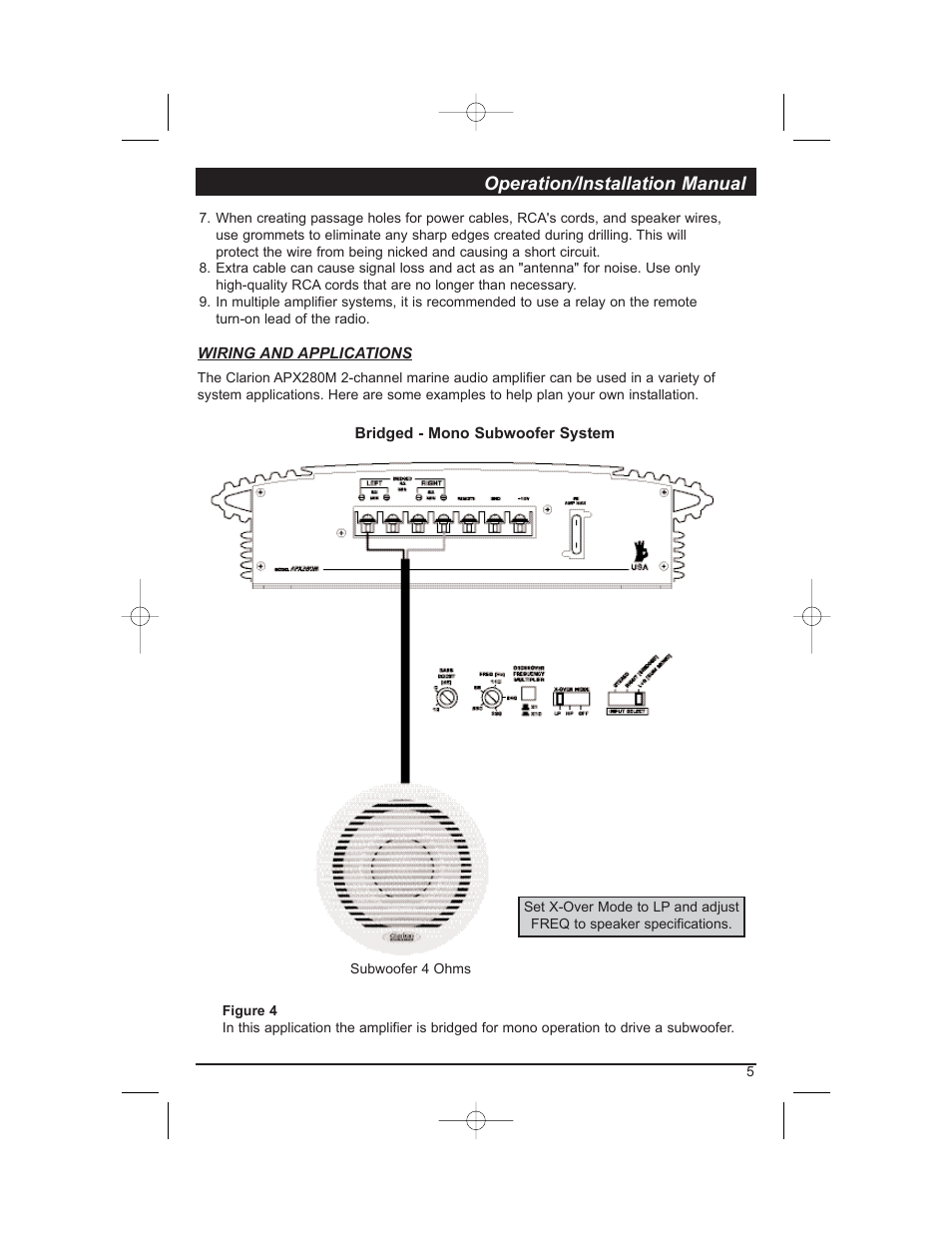 Operation/installation manual | Clarion APX280M User Manual | Page 7 / 14