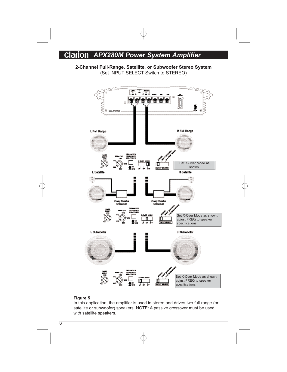 Apx280m power system amplifier | Clarion APX280M User Manual | Page 8 / 14