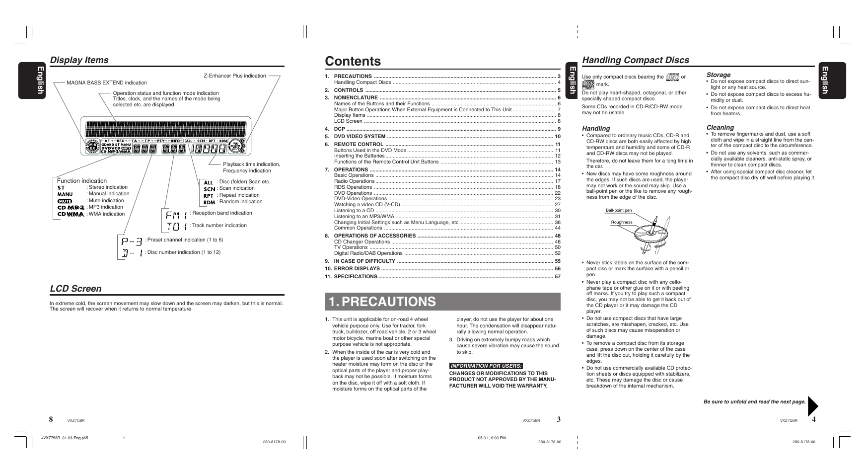 Clarion VXZ758R User Manual | Page 3 / 60