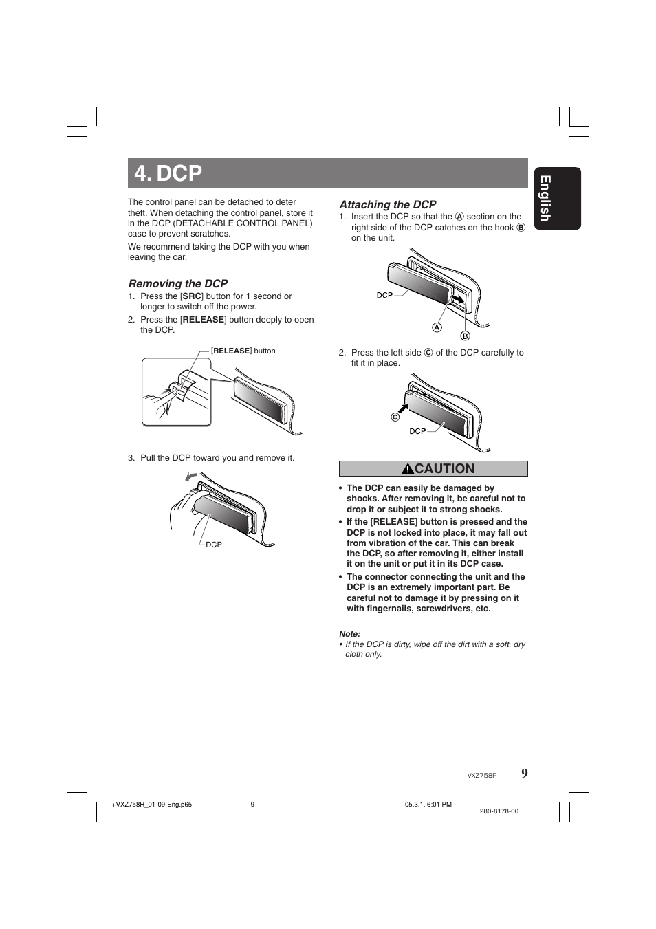 9english, Caution | Clarion VXZ758R User Manual | Page 9 / 60