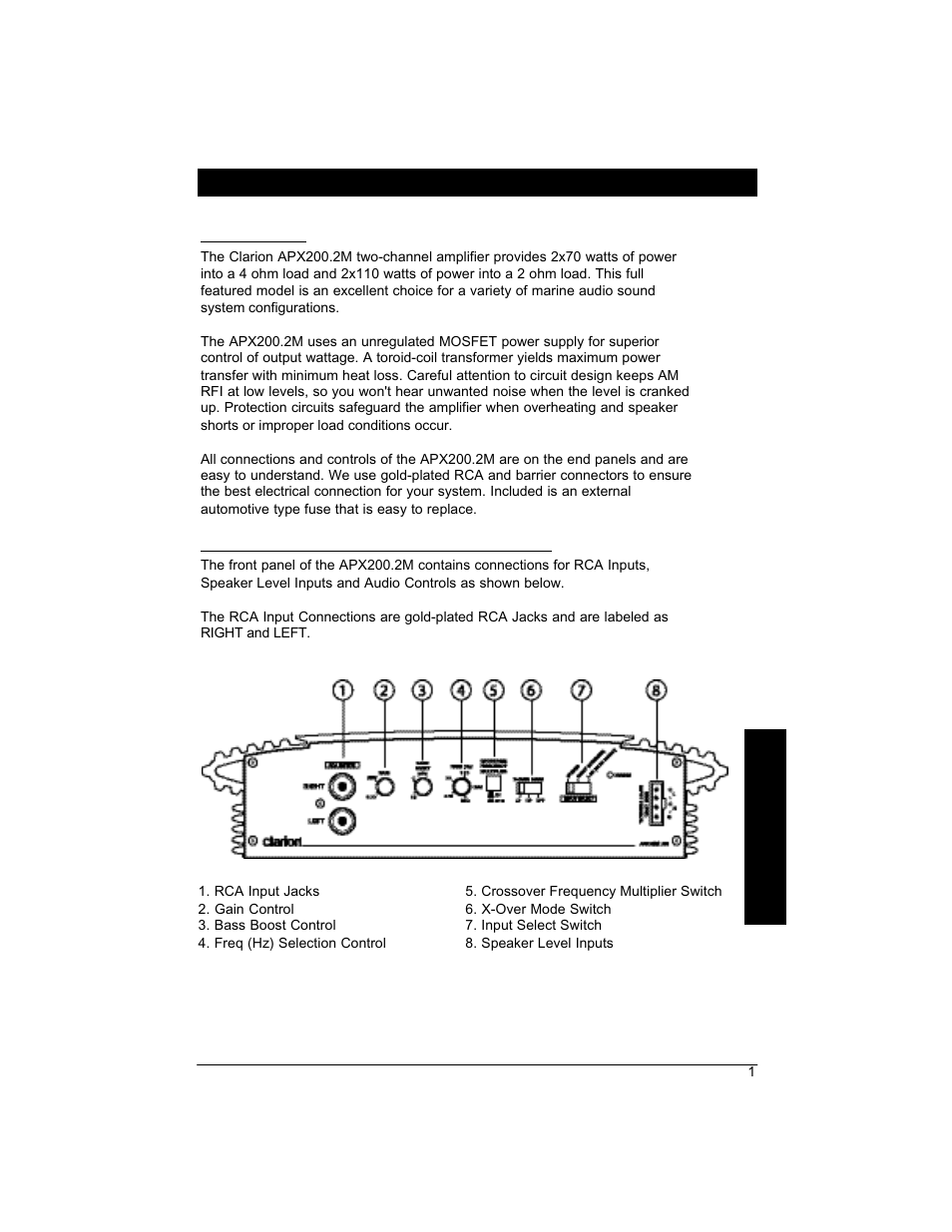 Owner’s manual | Clarion APX200 User Manual | Page 3 / 16