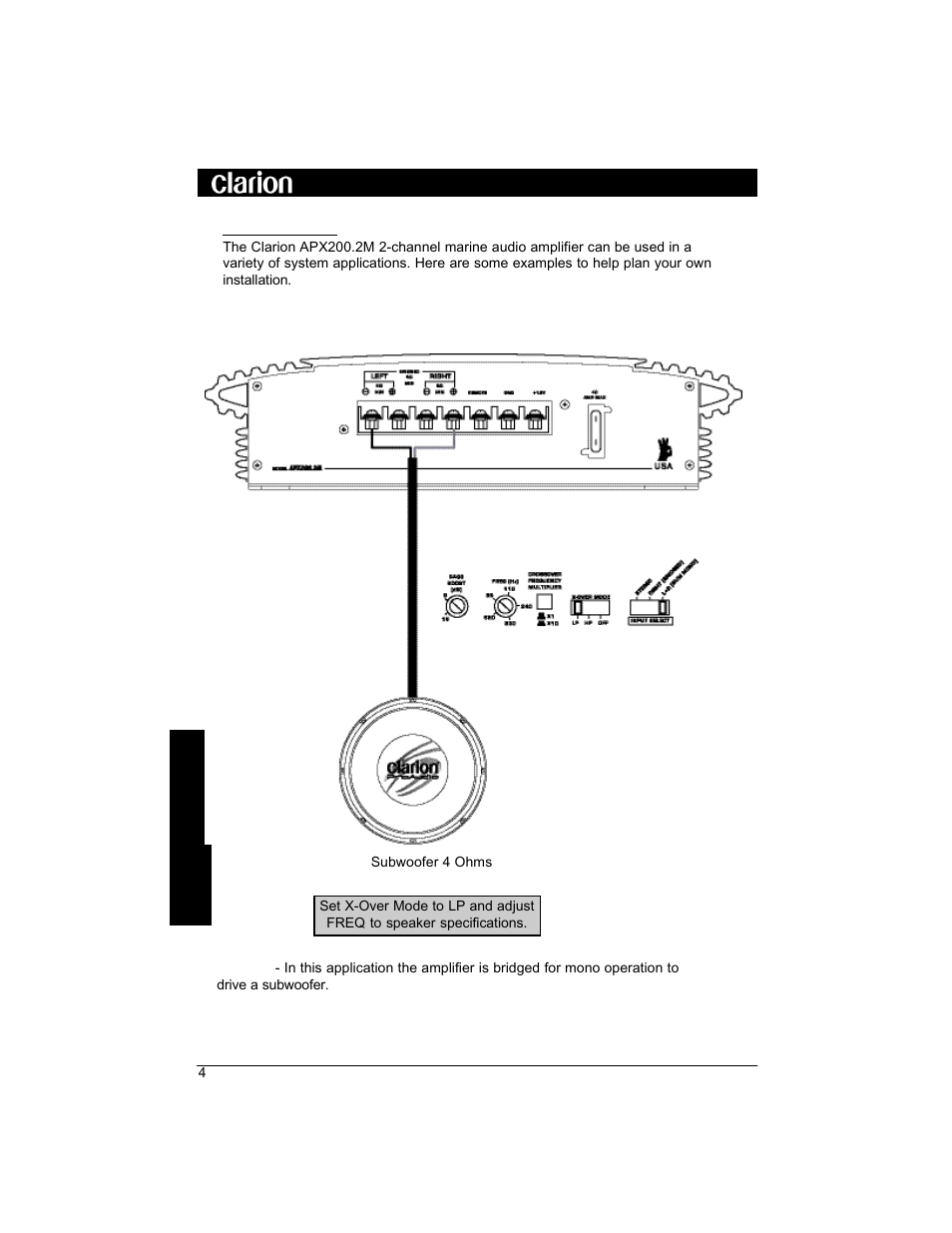 Apx200.2m power system amplifier | Clarion APX200 User Manual | Page 6 / 16