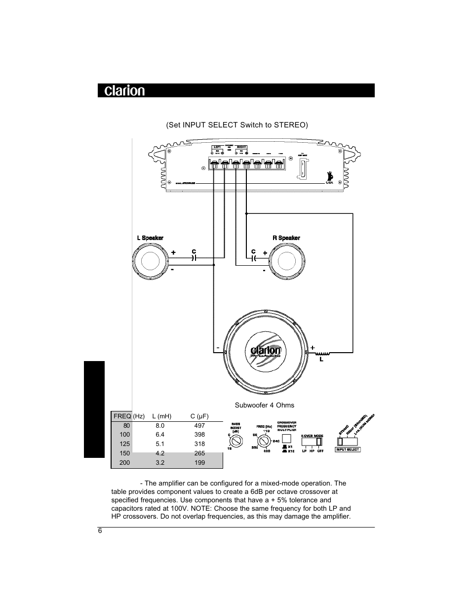 Apx200.2m power system amplifier | Clarion APX200 User Manual | Page 8 / 16