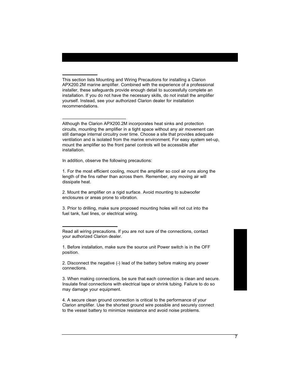 Owner’s manual | Clarion APX200 User Manual | Page 9 / 16
