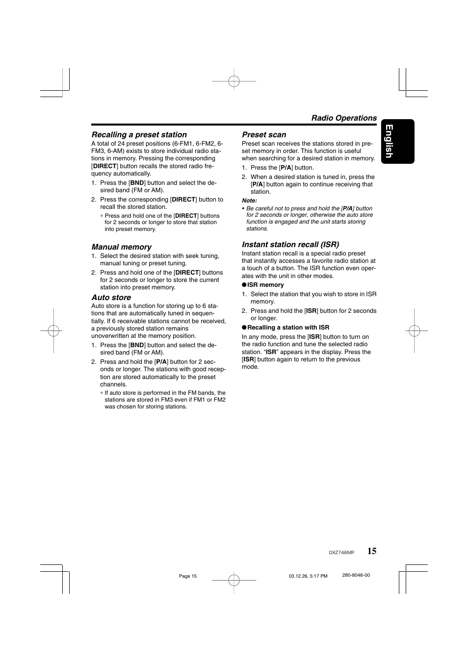 15 english | Clarion DXZ746MP User Manual | Page 11 / 32