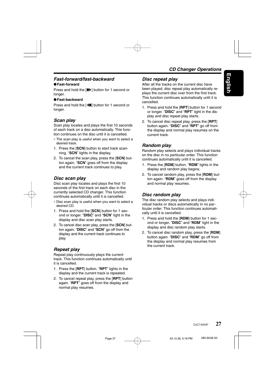 27 english | Clarion DXZ746MP User Manual | Page 23 / 32