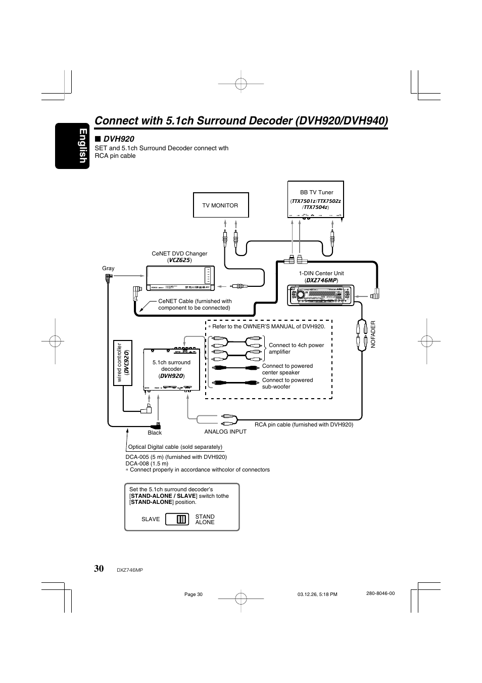 English, Dvh920 | Clarion DXZ746MP User Manual | Page 26 / 32