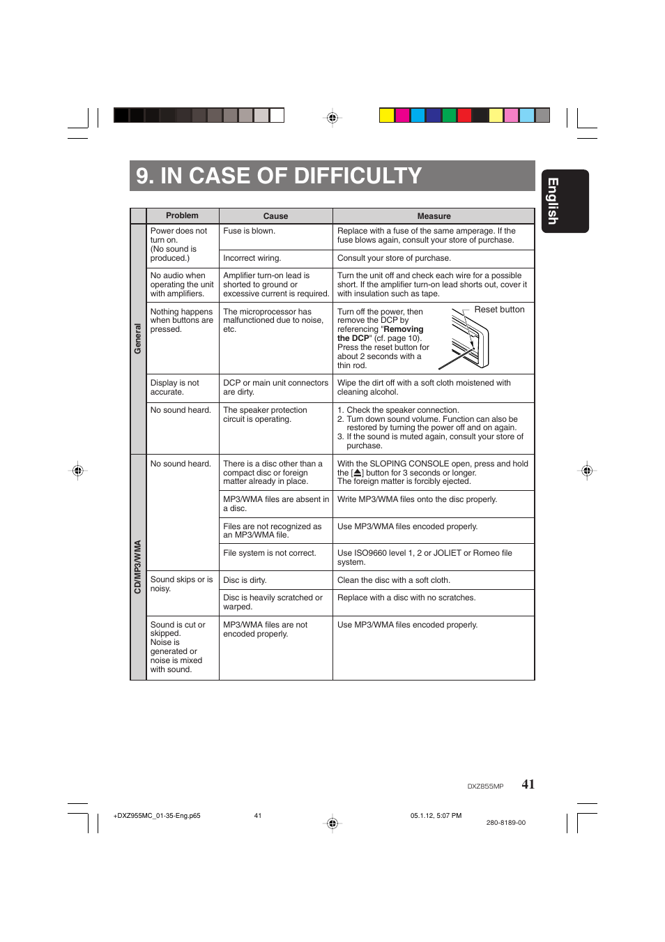 English | Clarion DXZ855MP User Manual | Page 41 / 46