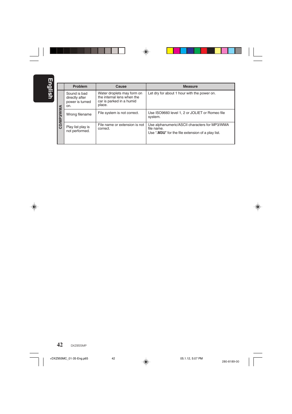 English 42 | Clarion DXZ855MP User Manual | Page 42 / 46