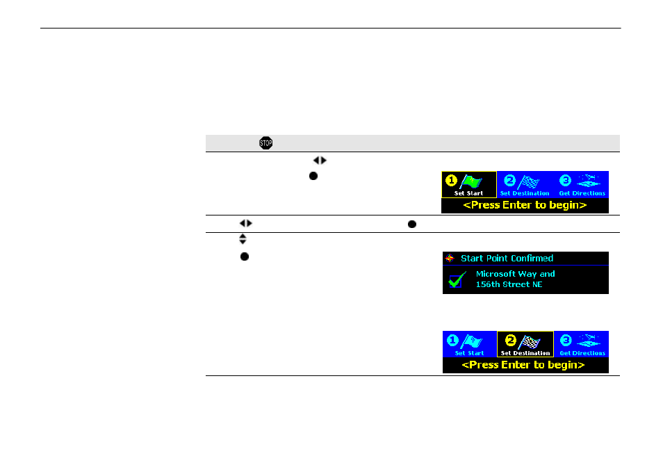 Commands to enter a start point | Clarion AUTOPC 310C User Manual | Page 86 / 174