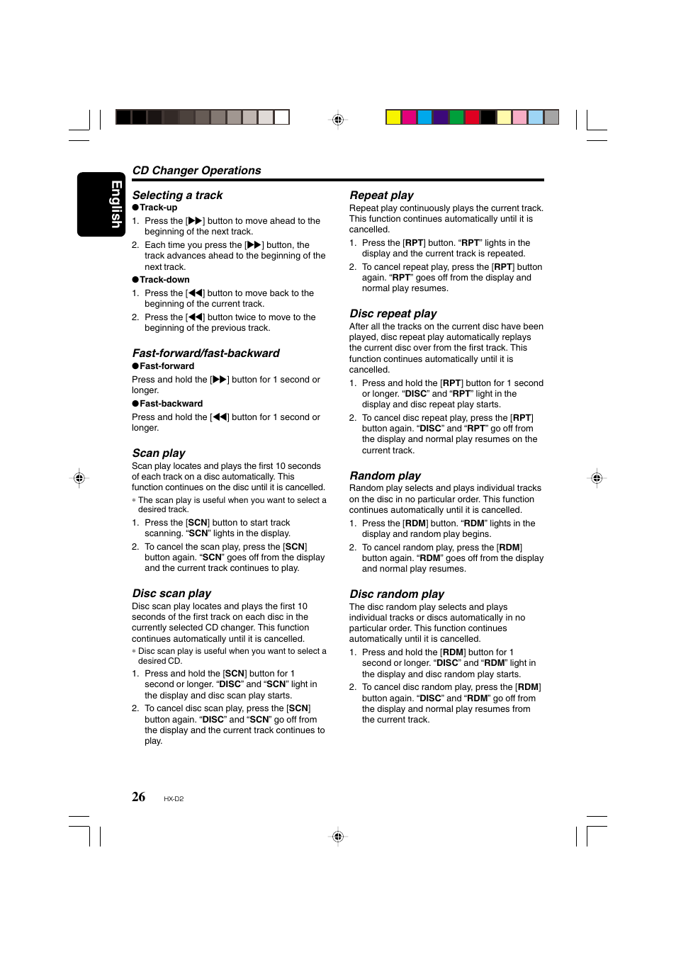 English | Clarion HX-D2 User Manual | Page 22 / 31