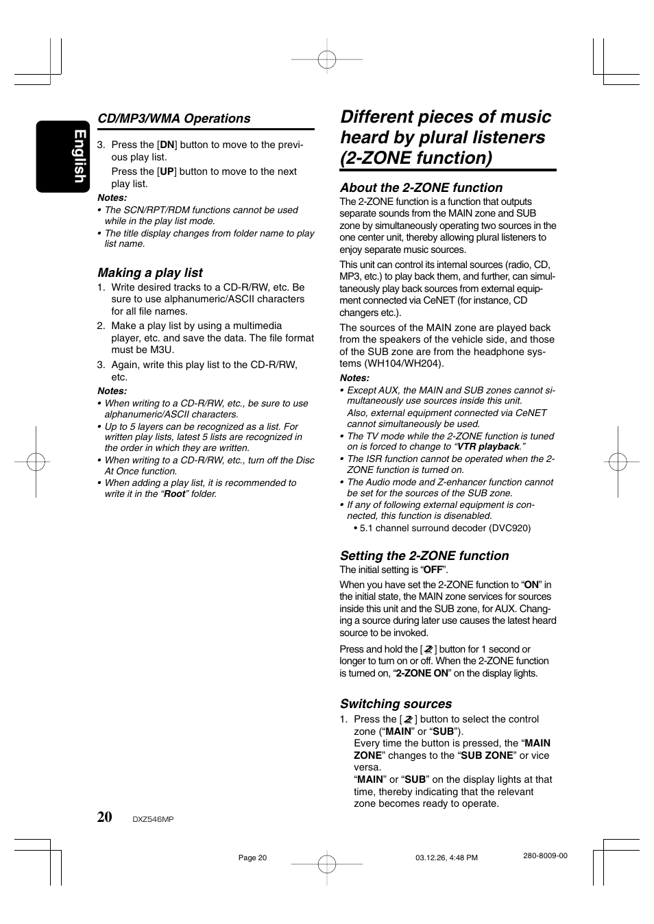 English | Clarion DXZ546MP User Manual | Page 16 / 26