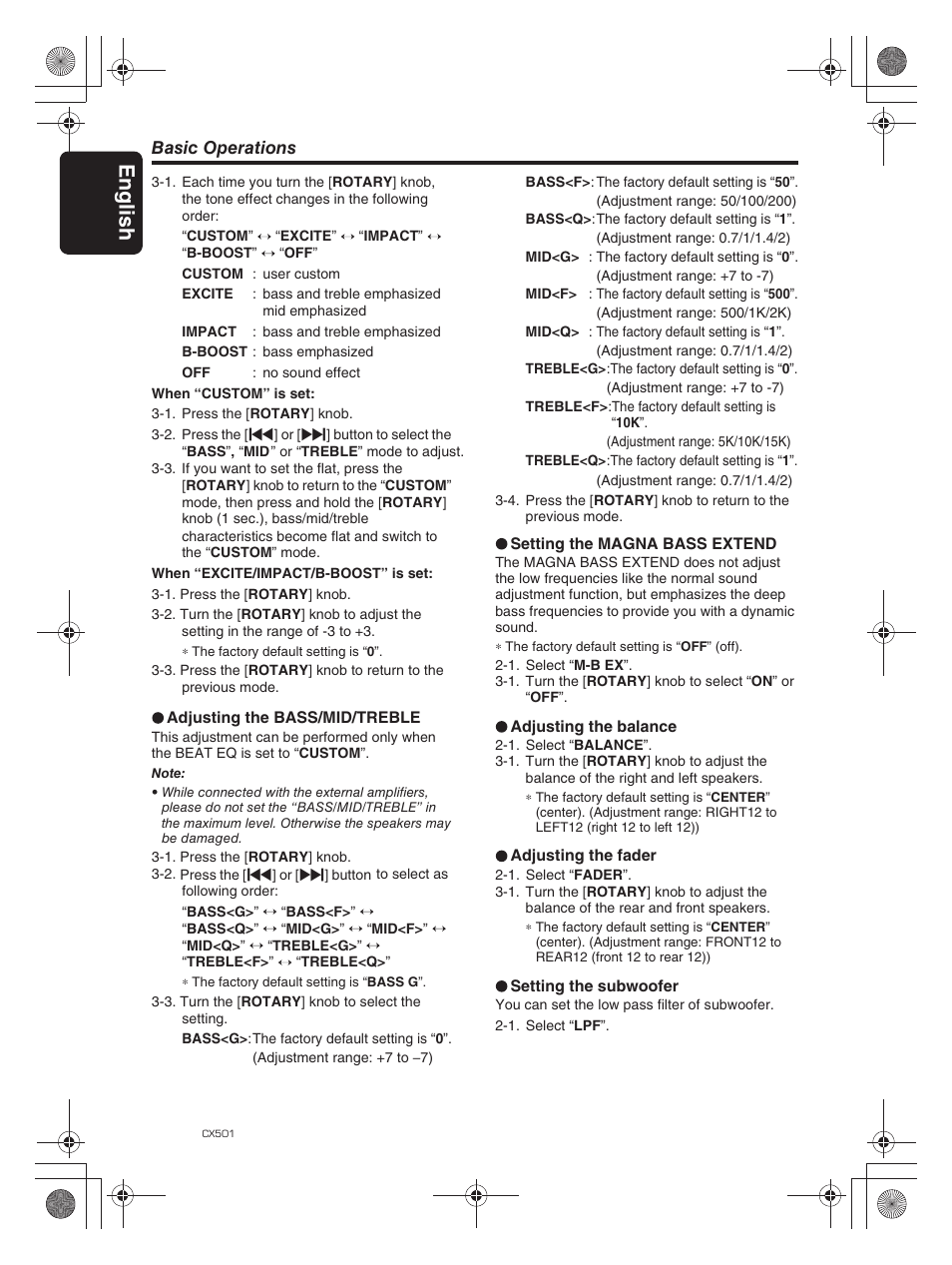 Eng lis h 10 | Clarion CX501 User Manual | Page 10 / 37