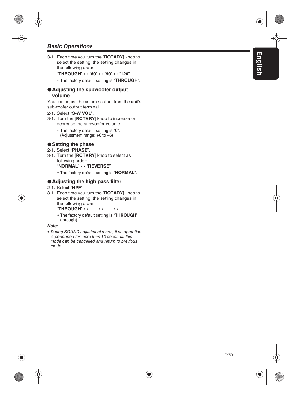 Eng lis h 11 | Clarion CX501 User Manual | Page 11 / 37