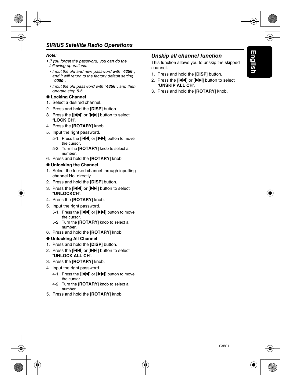 English 15 | Clarion CX501 User Manual | Page 15 / 37