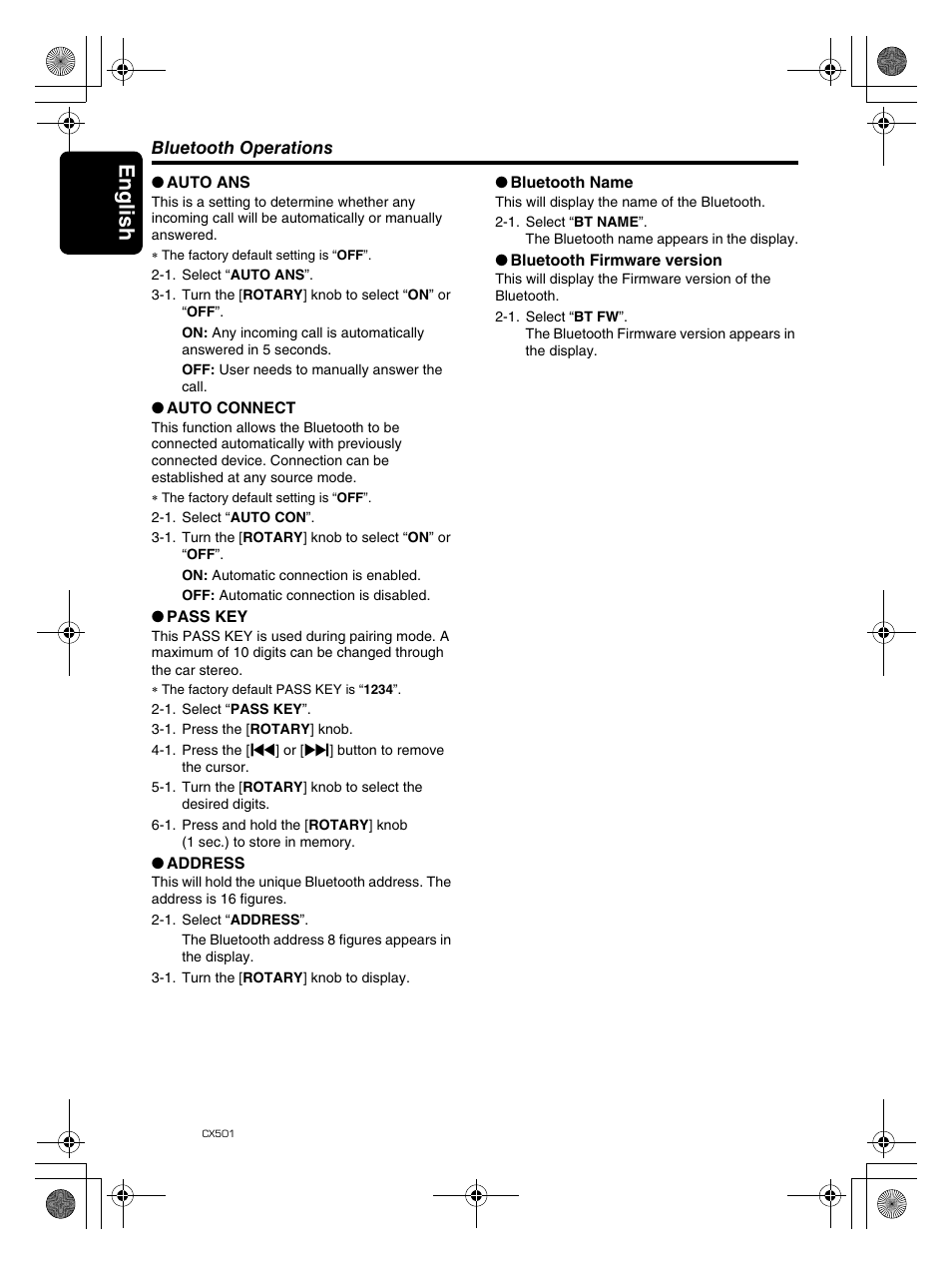 English 24 | Clarion CX501 User Manual | Page 24 / 37