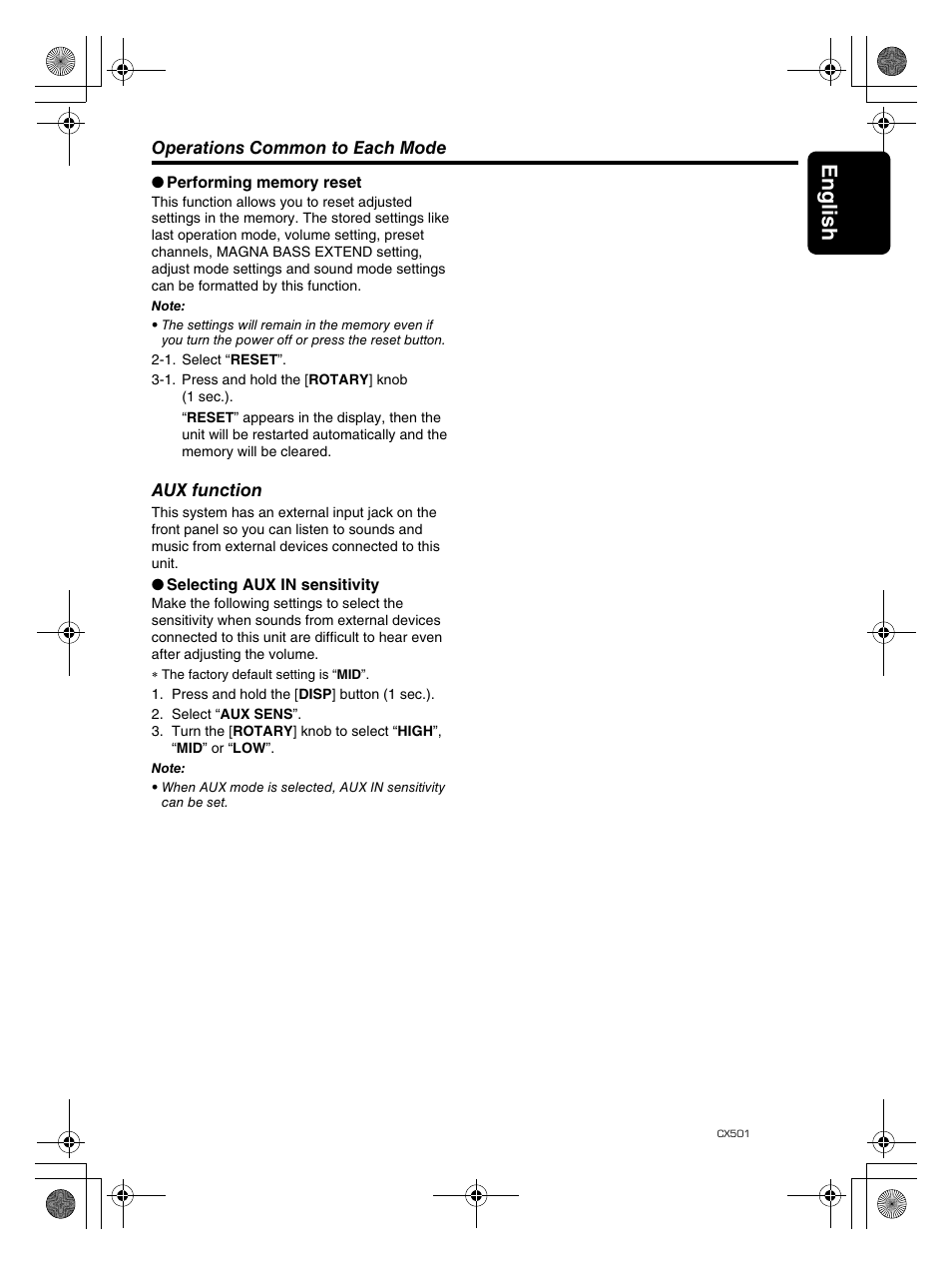 English 27 | Clarion CX501 User Manual | Page 27 / 37