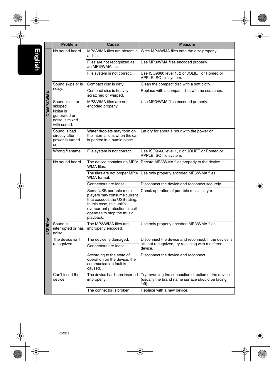 English 34 | Clarion CX501 User Manual | Page 34 / 37