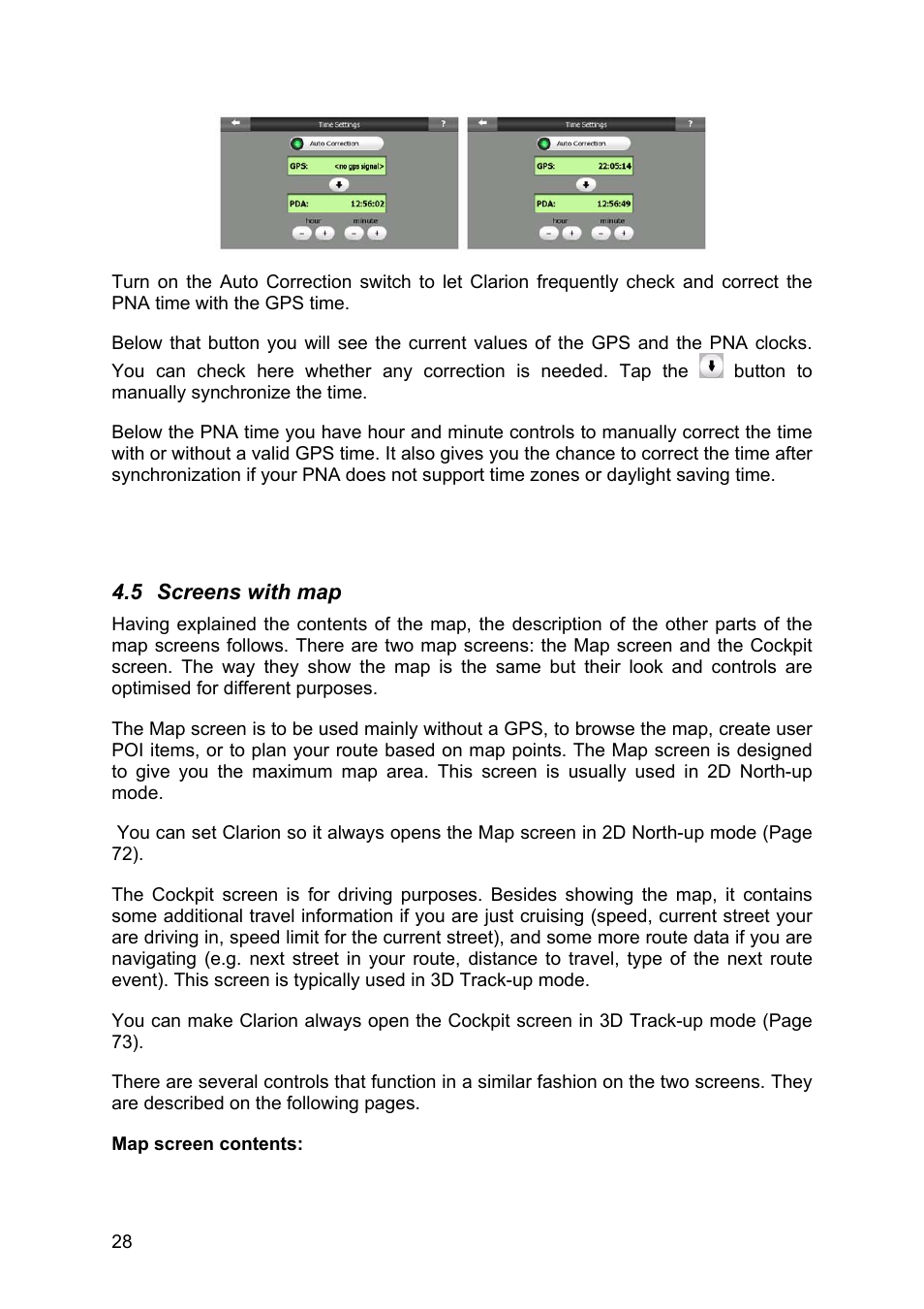 Screens with map | Clarion MAP670 User Manual | Page 28 / 94