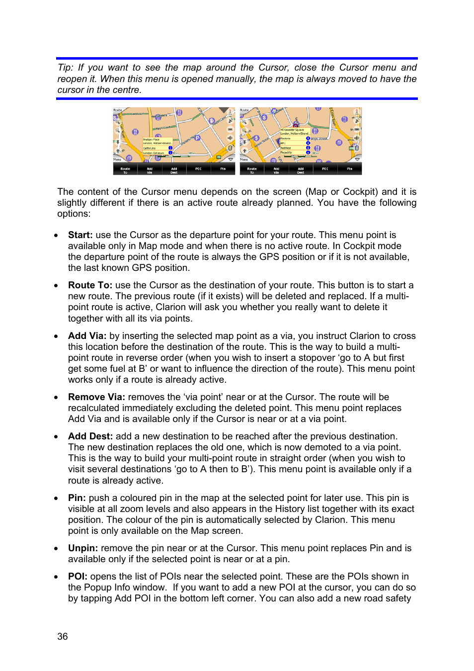 Clarion MAP670 User Manual | Page 36 / 94