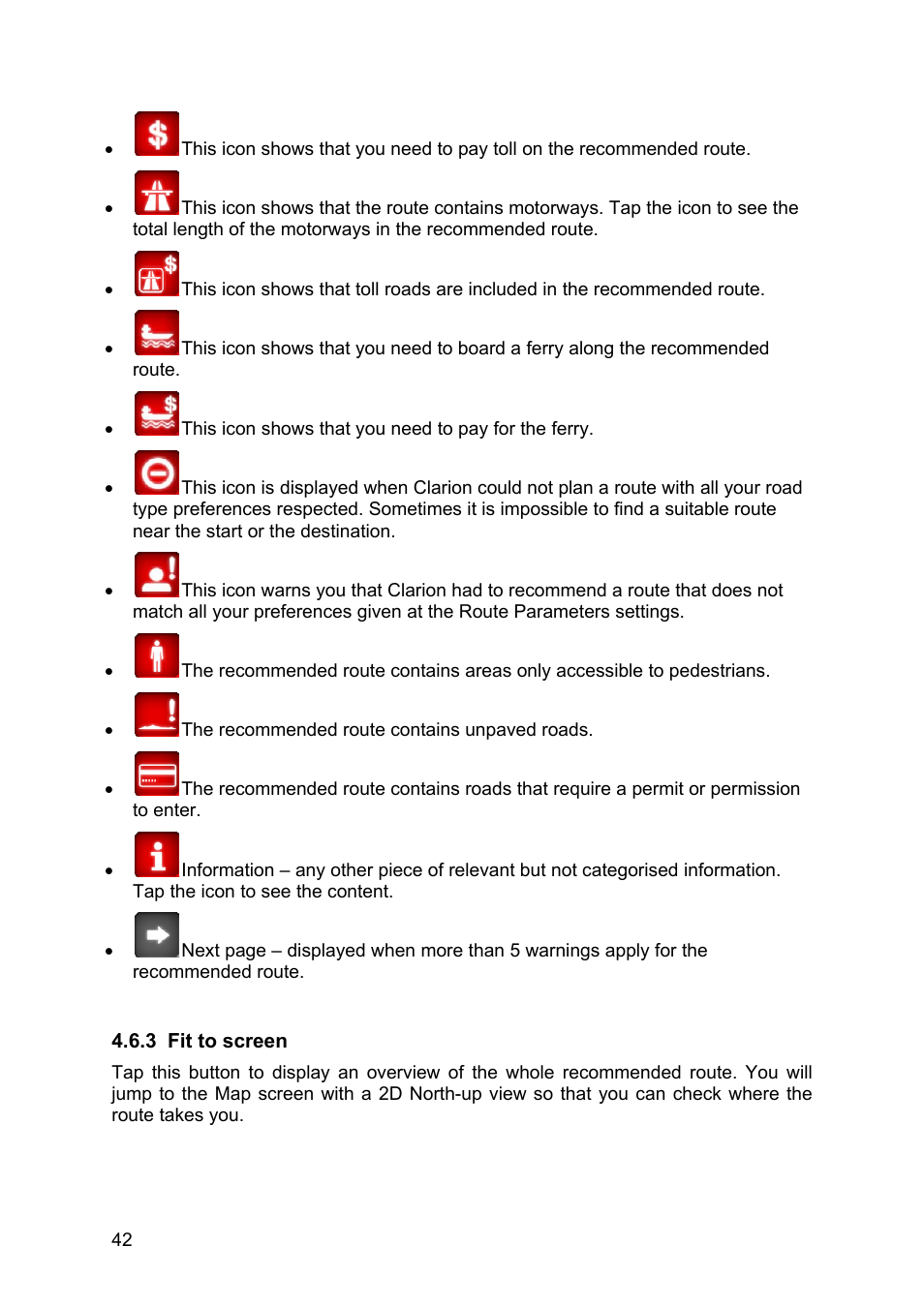 Fit to screen | Clarion MAP670 User Manual | Page 42 / 94