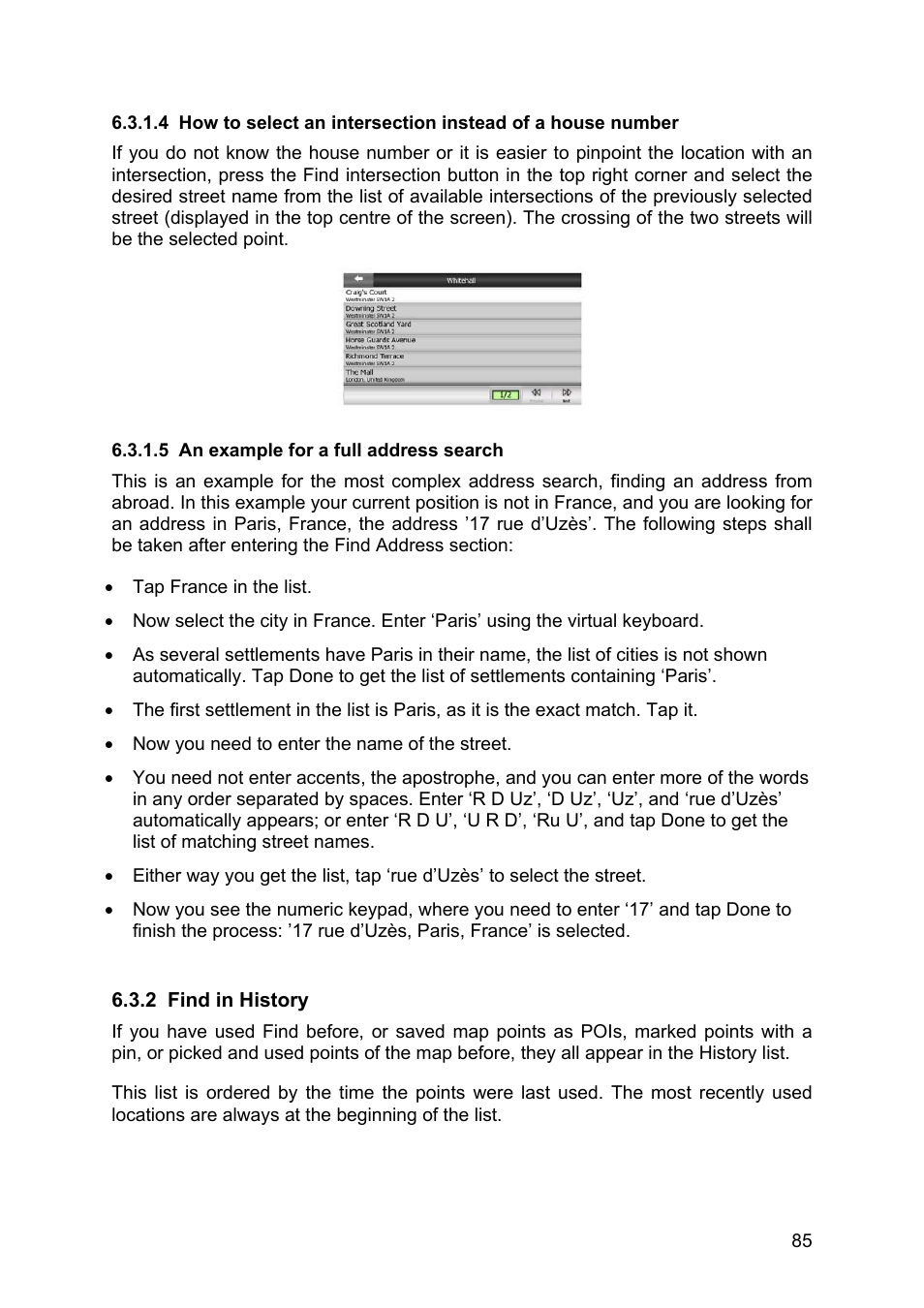 An example for a full address search, Find in history, This way you also save | Clarion MAP670 User Manual | Page 85 / 94