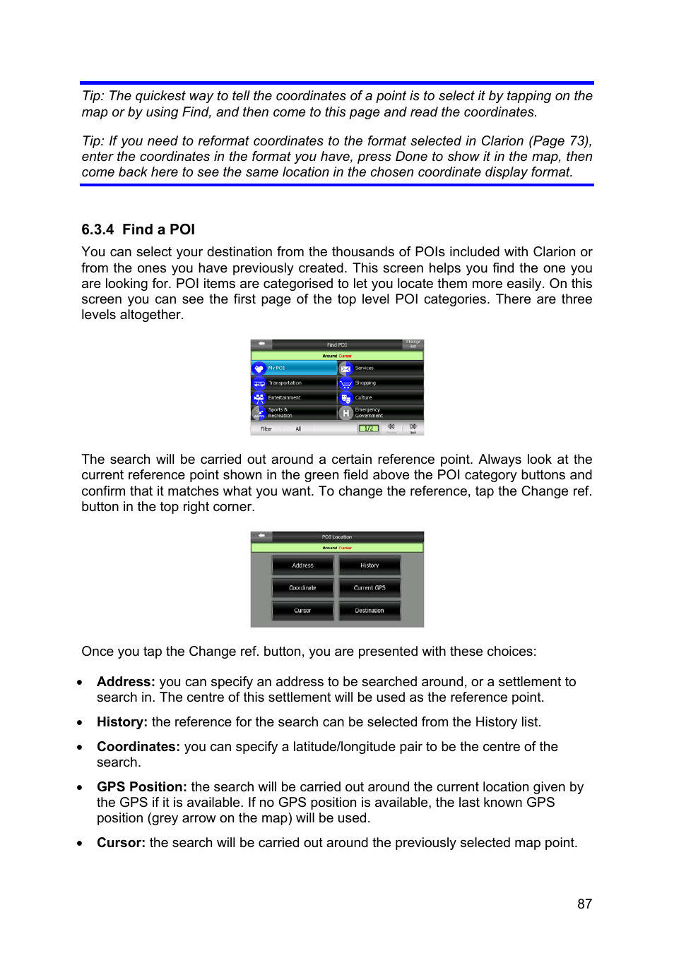 Find a poi | Clarion MAP670 User Manual | Page 87 / 94