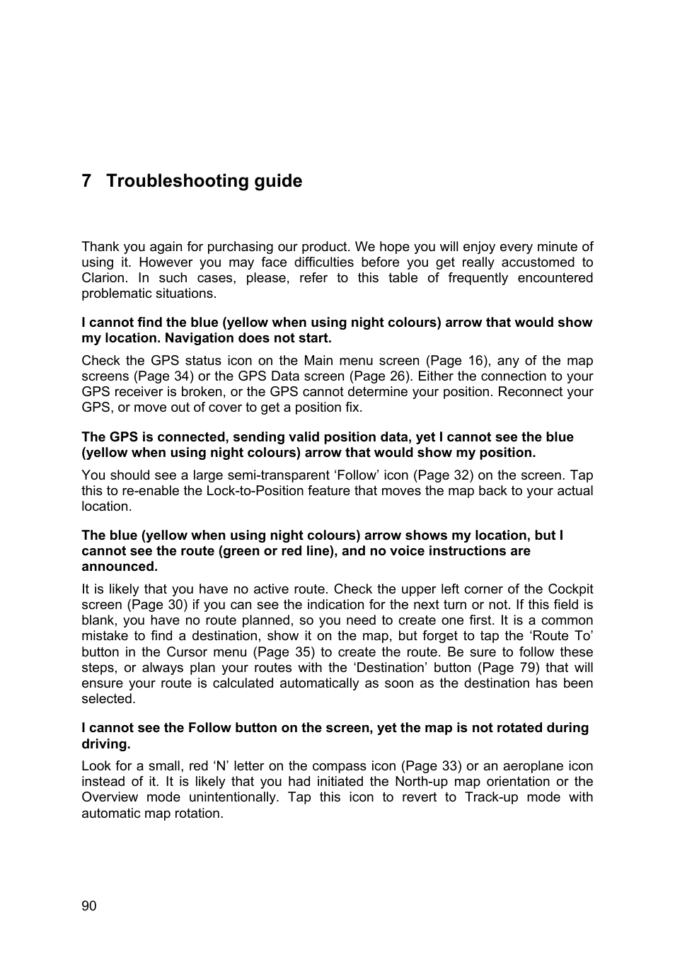 Troubleshooting guide, 7 troubleshooting guide | Clarion MAP670 User Manual | Page 90 / 94